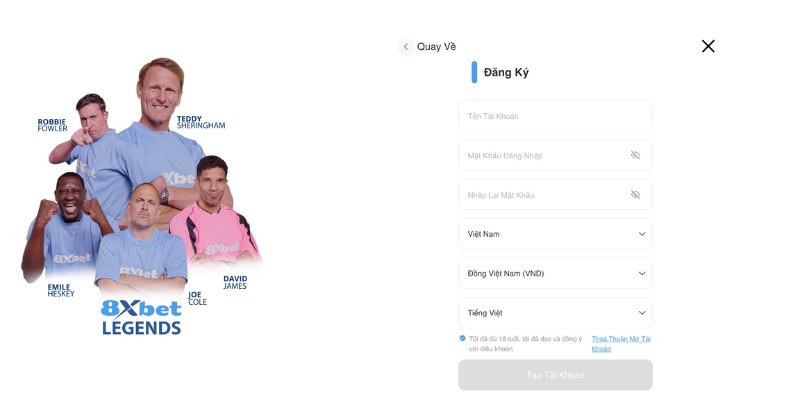 Đăng Ký 8XBET Siêu Tốc - Tham Gia Ngay Chỉ Với 1 Phút 2 Thao tác người chơi cần thực hiện để đăng ký 8XBET